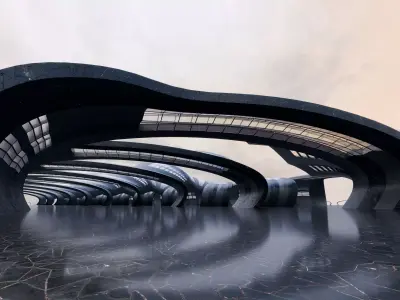 Parametric Modern Passage - Architectural Background- V2U6 Low-poly 3D model