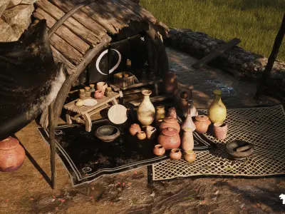 Crystal and Crafting Environment Low-poly 3D model