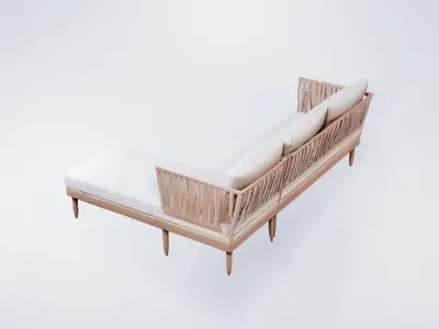Low Poly Outdoor Terrace Sofa - Modern Garden Lounge Asset 3D model
