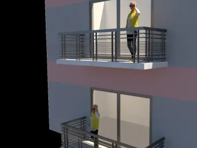 Steel Verandah railing 3D model Low-poly 3D model