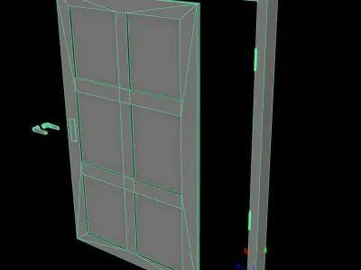 wooden Door modular kit- C type Low-poly 3D model