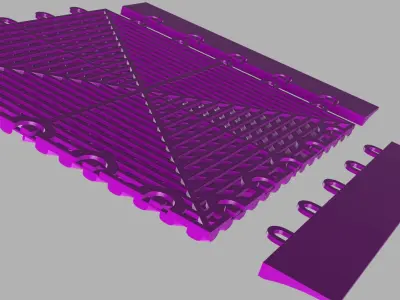 garage flooring plastic tile  encastrable 315x315 con zocalo 3D model