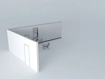 Bedroom set wall with window 3D model