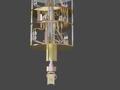 High-Detail Quantum Computer  3D Model Qubit System Low-poly 3D model