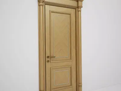 Wooden fine door Low-poly 3D model
