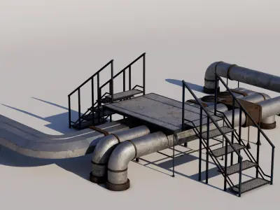 Rooftop Stairs 03 Low-poly 3D model