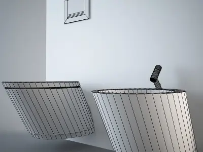 Nic Design Monolite Bidet and Toilet White Low-poly 3D model