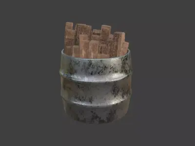 Tin Barrel  Game Ready 3D Asset Low-poly 3D model