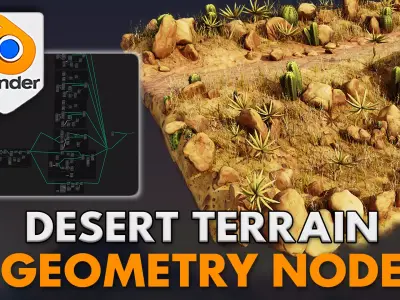 3D Tudor Wild West Desert Terrain Geometry Node 3D model