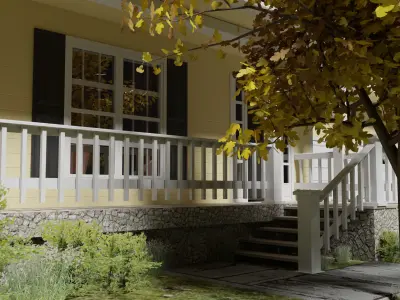 Cartoon house Low-poly 3D model