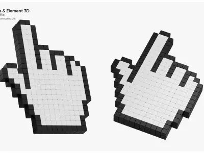 Pixelated 3D Mouse Cursors Hand Arrow Hourglass 3D Pointers  3D model