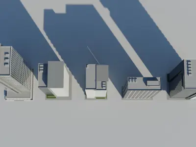Tall urban city buildings Low-poly 3D model