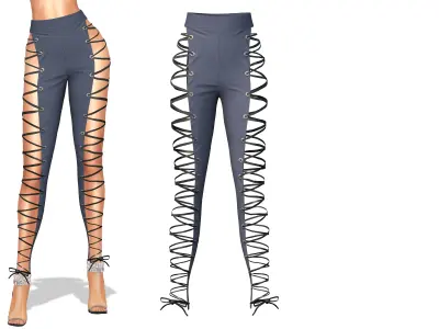 Jeans With Laces Low-poly 3D model