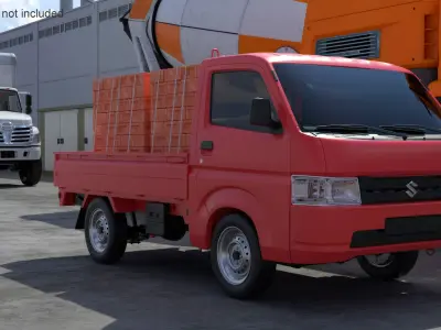  Red Suzuki Carry Truck with a Load of Bricks 