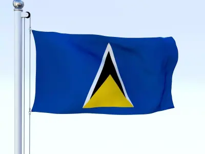 Animated Saint Lucia Flag Low-poly 3D model