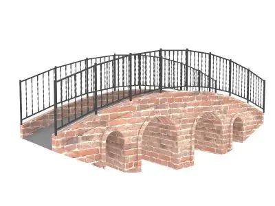 Bridge brick with iron railings 3D model