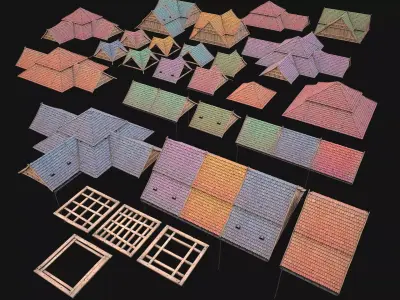 Roof Set Medieval City Pack Low-poly 3D model