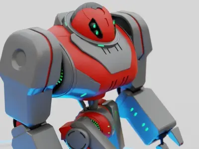 Gun robot rigged - animated character 3D model