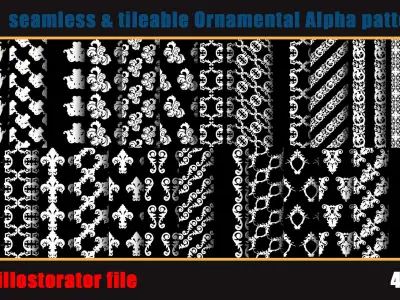 705 seamless and tileable Ornamental Alpha patterns 90 Ai file Texture