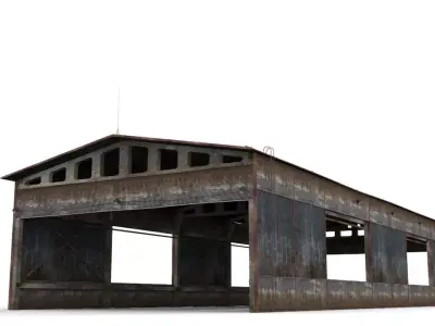 Hangar old rusty barn Low-poly 3D model purchase