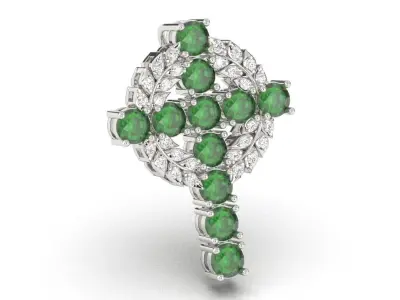 Radiant Elegance 3D Christian Cross Pendant with Diamond PE031 3D print model