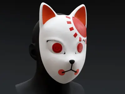 Demon Slayer - Tanjiro Mask textured and printable 3D model