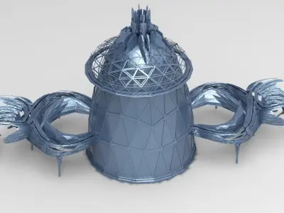 Sci fi Leisure Dome facility  3 Low-poly 3D model