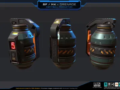 Sci Fi M4 - Grenade Low-poly 3D model