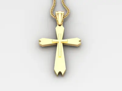 Light Gold 18K Cross Pendant 2CP042 3D print model