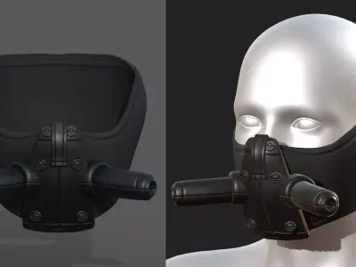 Gas mask respirator scifi futuristic helmet  Low-poly 3D model