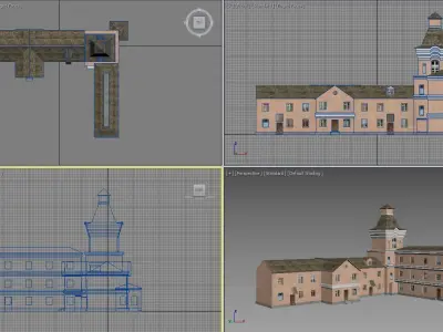 building old with clock tower 3D model