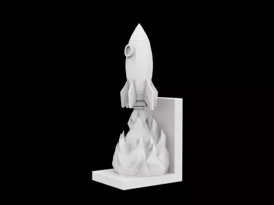 Space Rocket Bookend Sci-Fi Adventure Book Support 3D print model