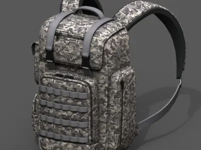 Backpack military combat soldier bag baggage  Low-poly 3D model