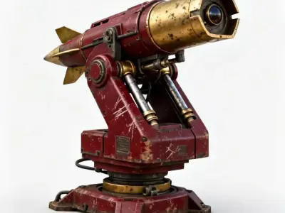 Imperial Crimson Tactical Sentry Turret 3D Model Low-poly 3D model