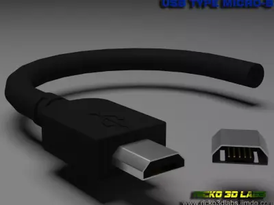 USB Type Micro-B MALE E FEMALE Low-poly 3D model