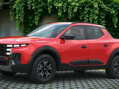  Vehicle Pickup Hyundai Santa Cruz Red Rigged for Cinema 4D 