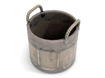 Wicker Grocery Basket Low-poly 3D model