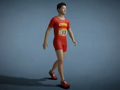 Original Track and Field athletes sprinters Male athletes 3D model