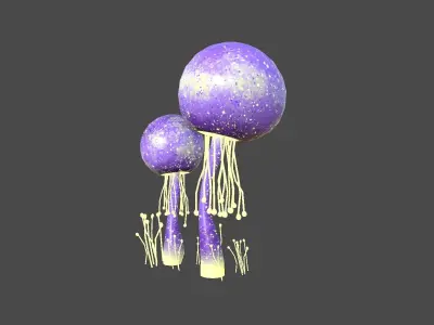 Fantasy Mushroom E08 Purple Yellow - Scene Backdrop Design Low-poly 3D model