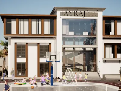 Detail School and university Campus 3d model Low-poly 3D model