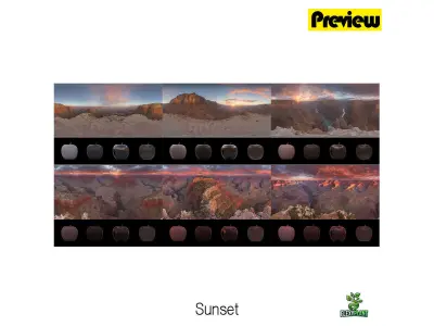 Realistic HDRI 24pcs 12k Grand Canyon Low-poly 3D model