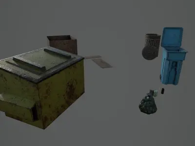 city Trash pack Free low-poly 3D model