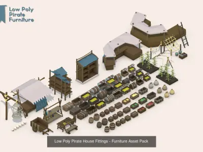 Low Poly Pirates Full Collection  3D Model Pack