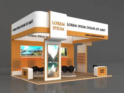 Booth Exhibition Stand Stall 8x6m Height 500 cm 3Side Open 3D model