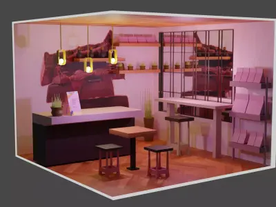 isometric cafe 3D model