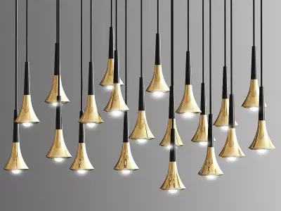 Rain Cluster 14 Lights Round Pendant Light 3D model