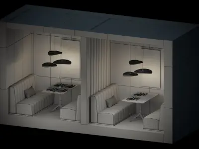 Dining set room in space 3D model