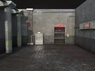 Prison Security Room - Backdrop Scene Low Poly - Full Perm Low-poly 3D model