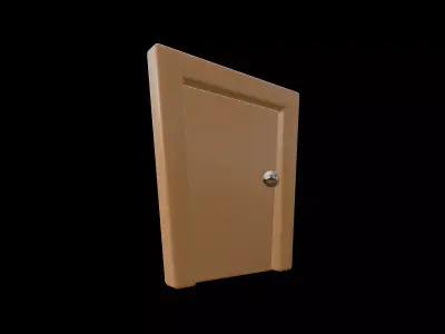 Low Poly Wooden Door with Frame Openable 3D Model Low-poly 3D model