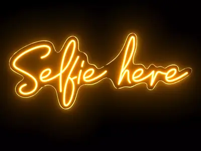 Selfie here Neon Sign 3D model